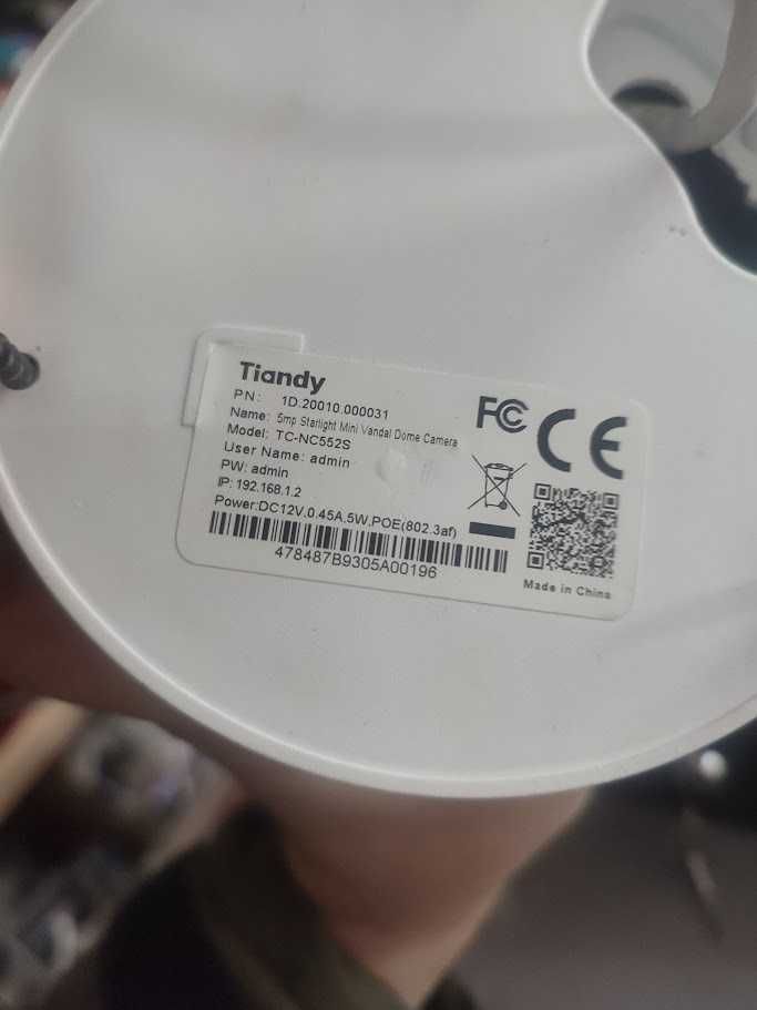 Kamera kopułkowa Tiandy IP 5MPX obiektyw szerokokątny