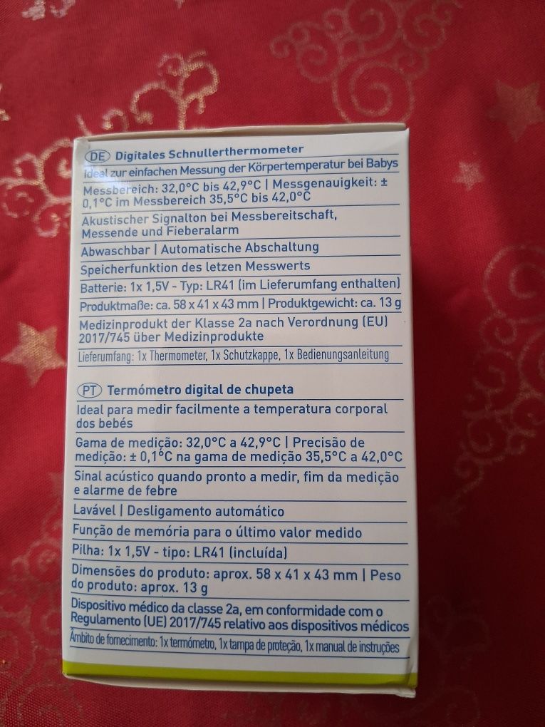 Chupeta chucha com termómetro