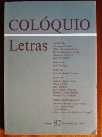 Revista Colóquio Letras n° 82 (nov 1984)