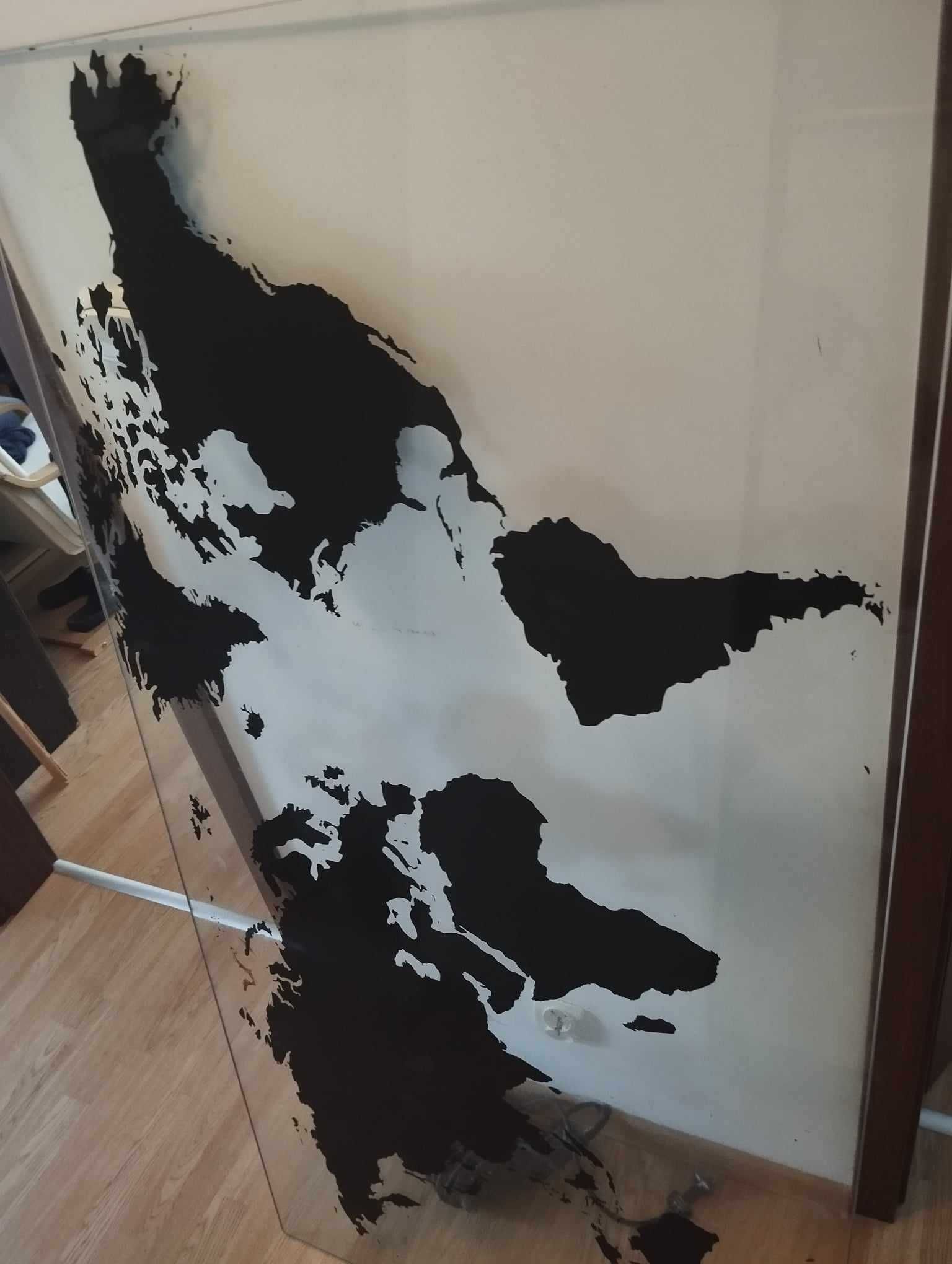 GRUBY SZKLANY Blat do biurka mapa świata IKEA