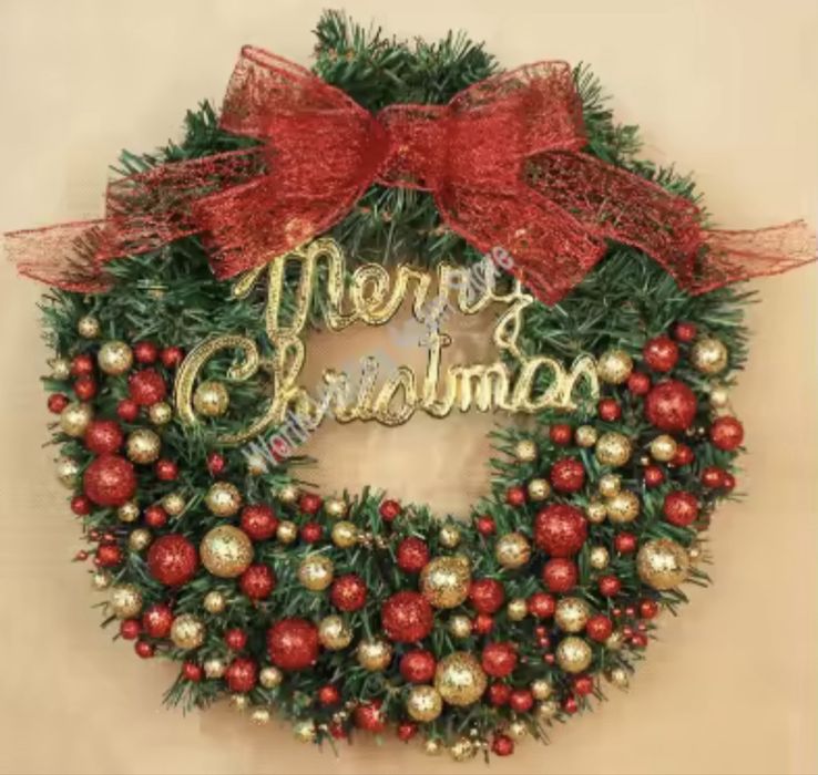 Świąteczny wianek na drzwi dekoracja bożonarodzeniowa