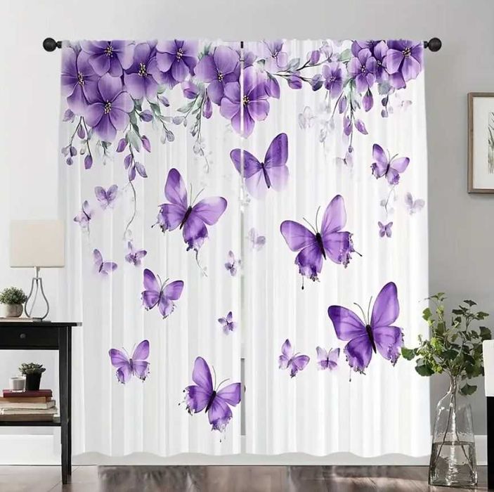 ZASŁONY 2D 60x150cm MOTYLE Z Motywem Orchidei na tunelu 2szt h161