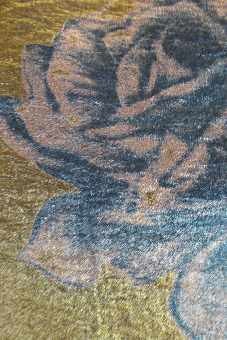 Bluzka i spódnica, elegancki piękny komplet złoto w róże r. 38 UNIKAT