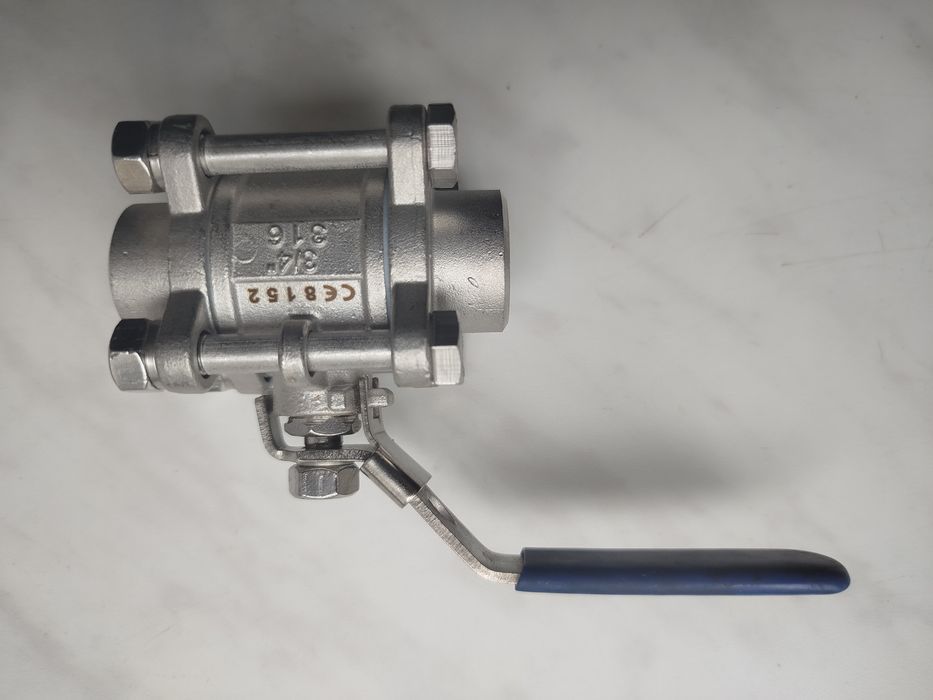 Кран шаровый трёхсоставной приварной нержавейка 3/4"(ду20)