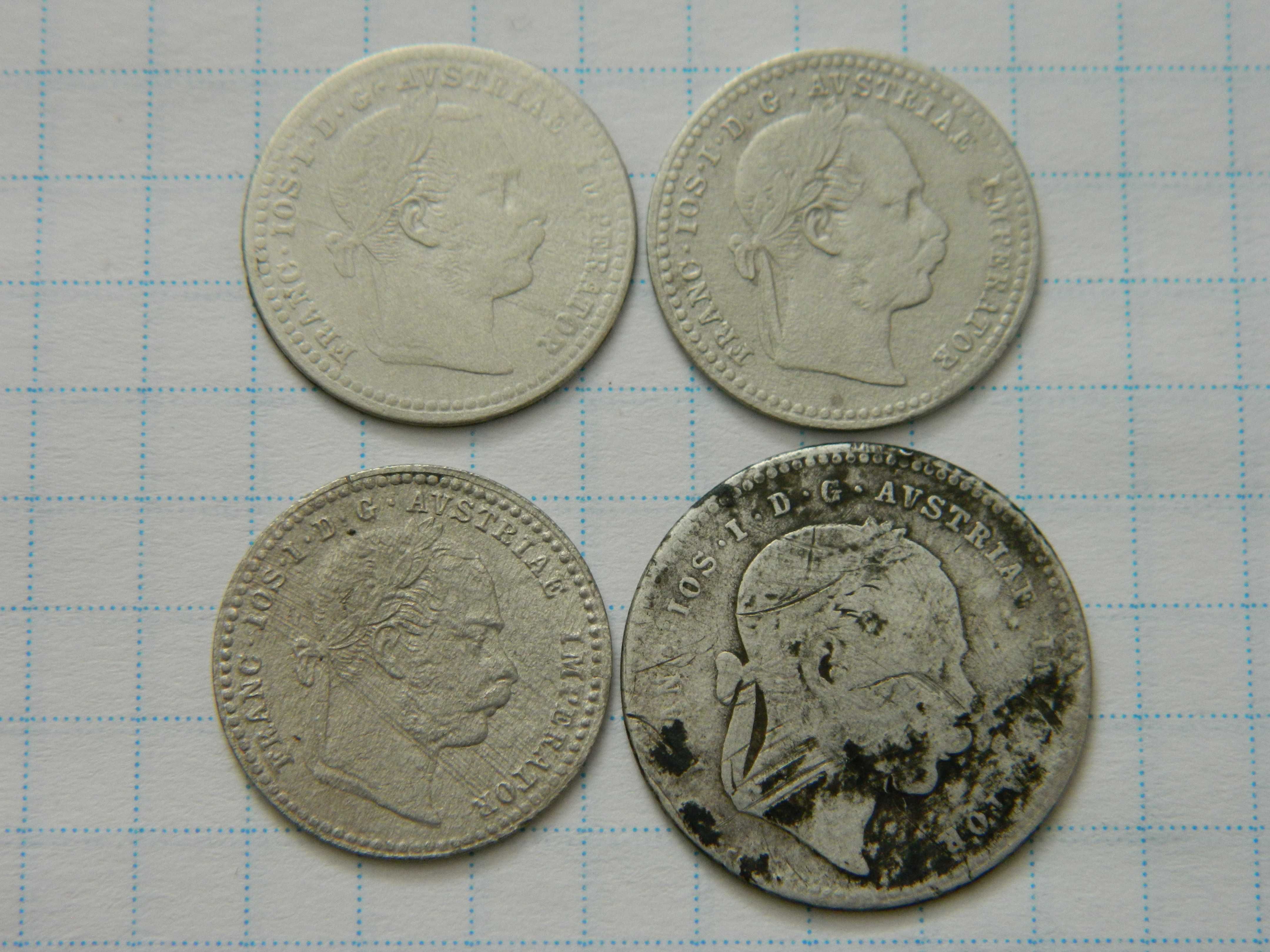 Срібні 10, 20 крейцерів,  Австро - Угорщина.