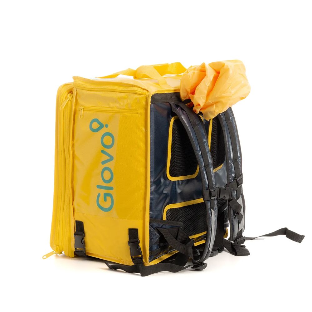 Mochila Glovo Expansível c/ capa de chuva