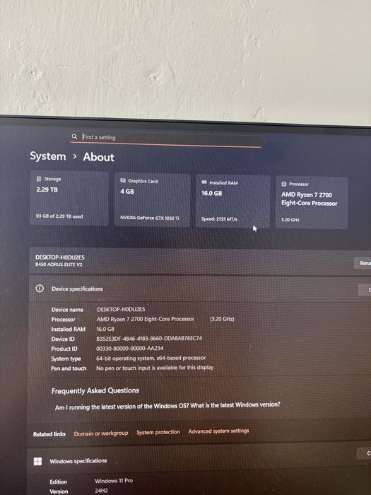 Komputer Ganingowy 1050ti Ryzen 7 2700
