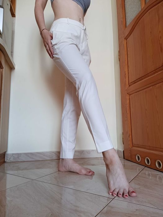 Damskie chinosy spodnie eleganckie wizytowe Mango kremowe beżowe 38 M