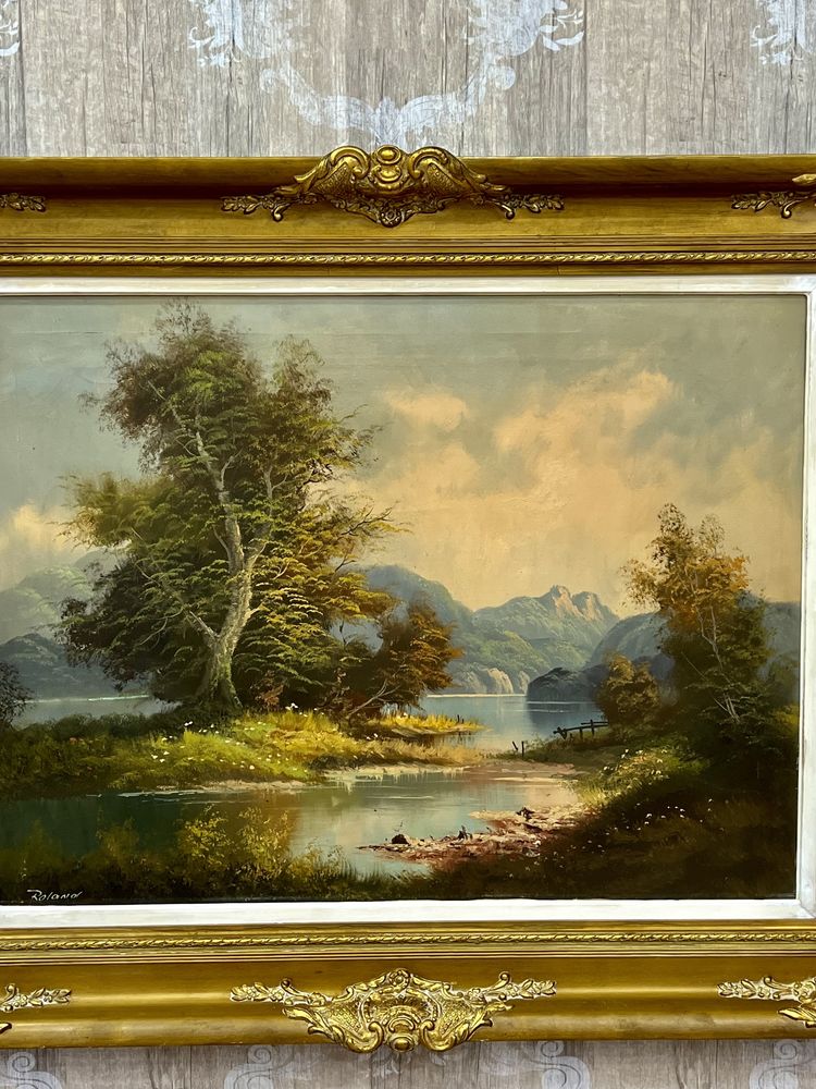 Картина старовинна «Гірський краєвид Швейцарії»