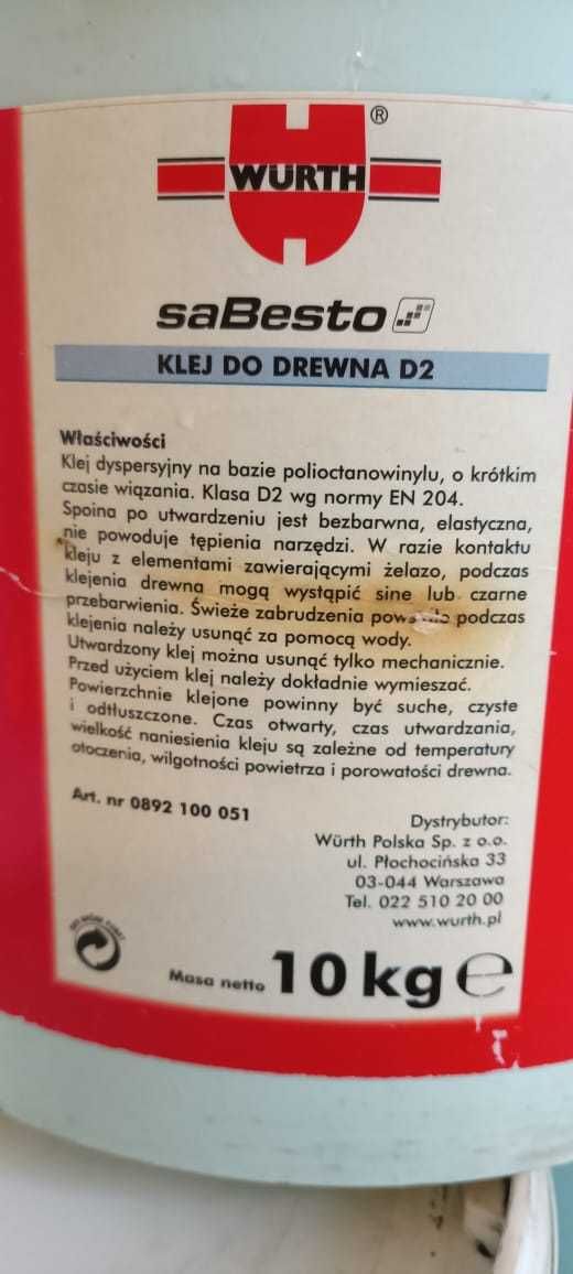 WURTH klej do drewna klasy D-2 10kg 12l