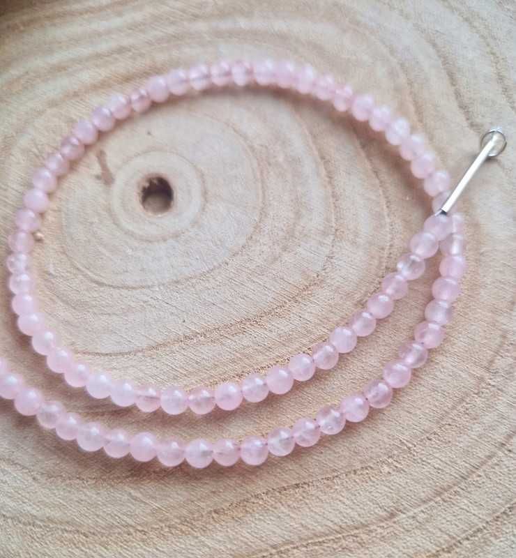 Naszyjnik handmade Kwarc Różowy/srebro
