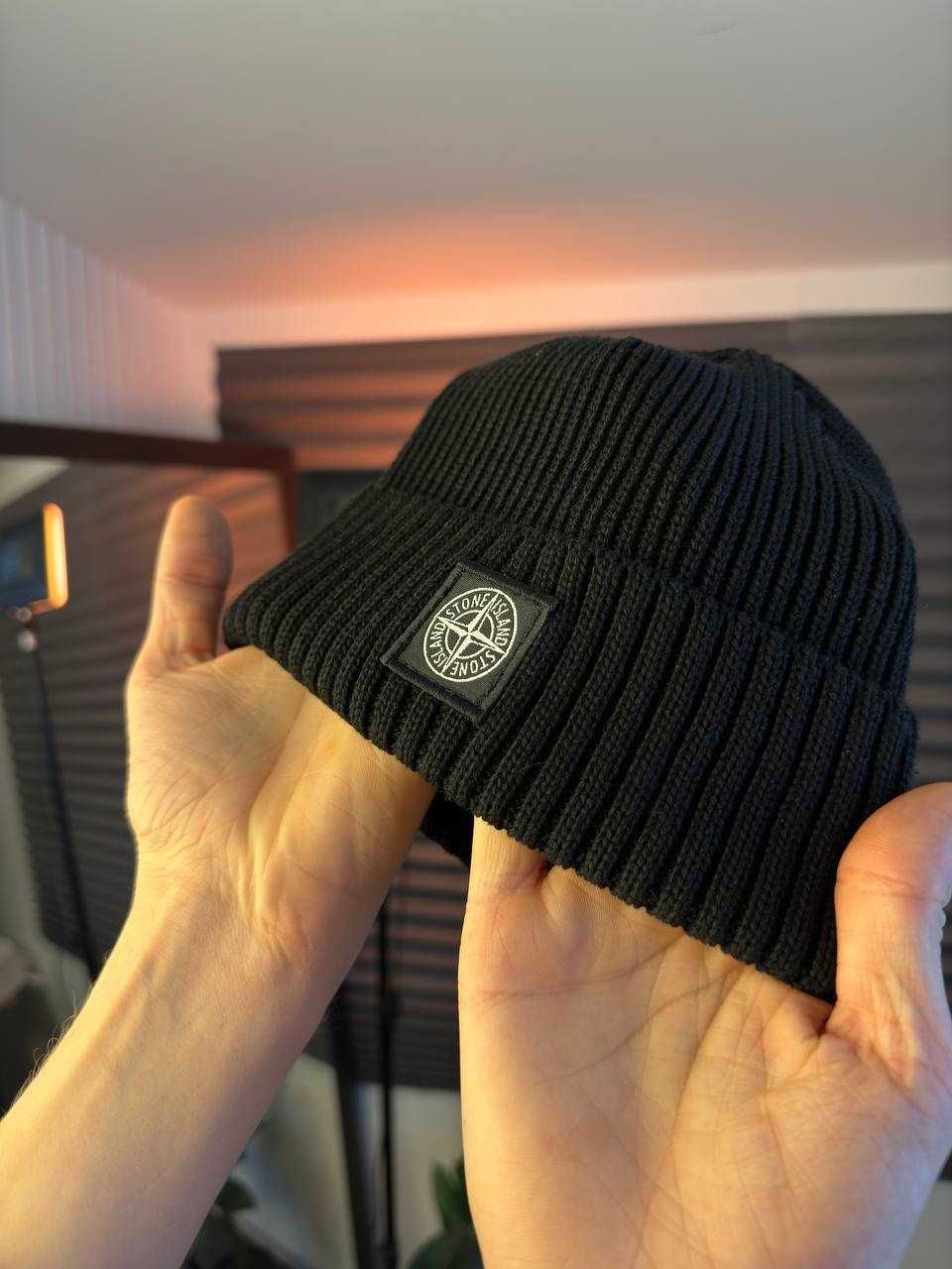 Шапка Stone Island Patch Program Cotton Черная ОРИГИНАЛ