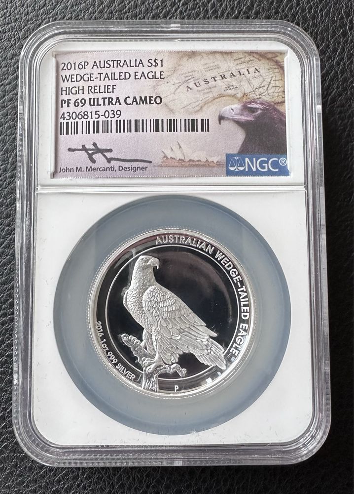 Срібна монета 1 долар Австралійський Клинохвостий Орел NGC PF69 2016