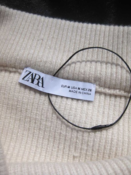 Молочная вязаная тёплая массивная мягенькая юбка трапеция ZARA M
