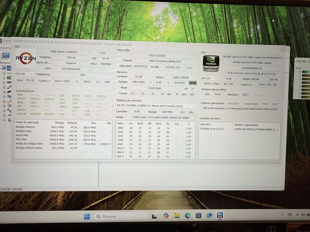 Asus Rog strix 15.6 G533QS RTX 3080 / Ryzen 9 5900HX / 300hz