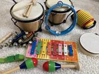 Instrumenty drewniane dla dzieci bebenek dzwonki