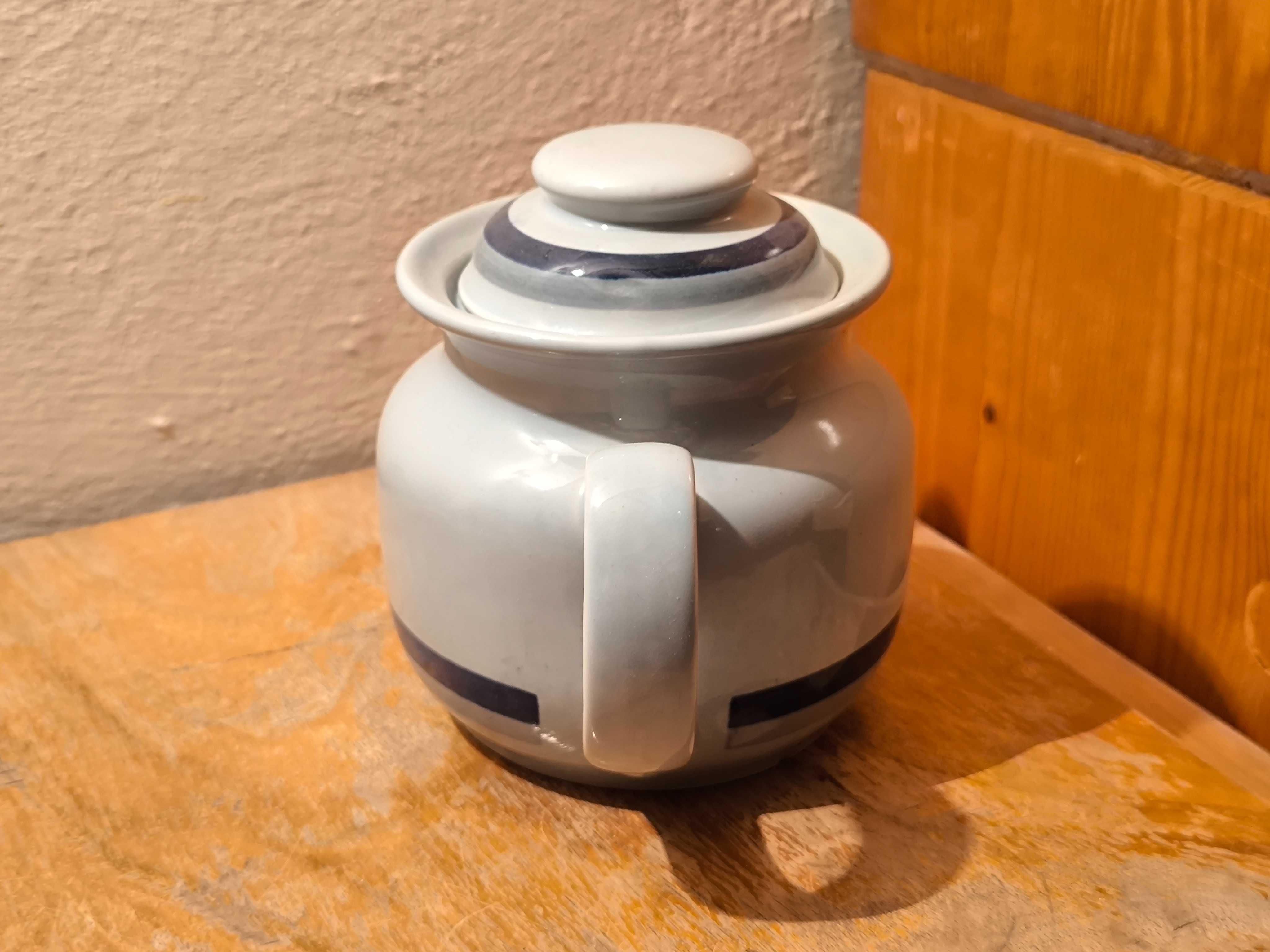 Szaroniebieski dzbanek imbryk Lotos Porcelit Pruszków PRL