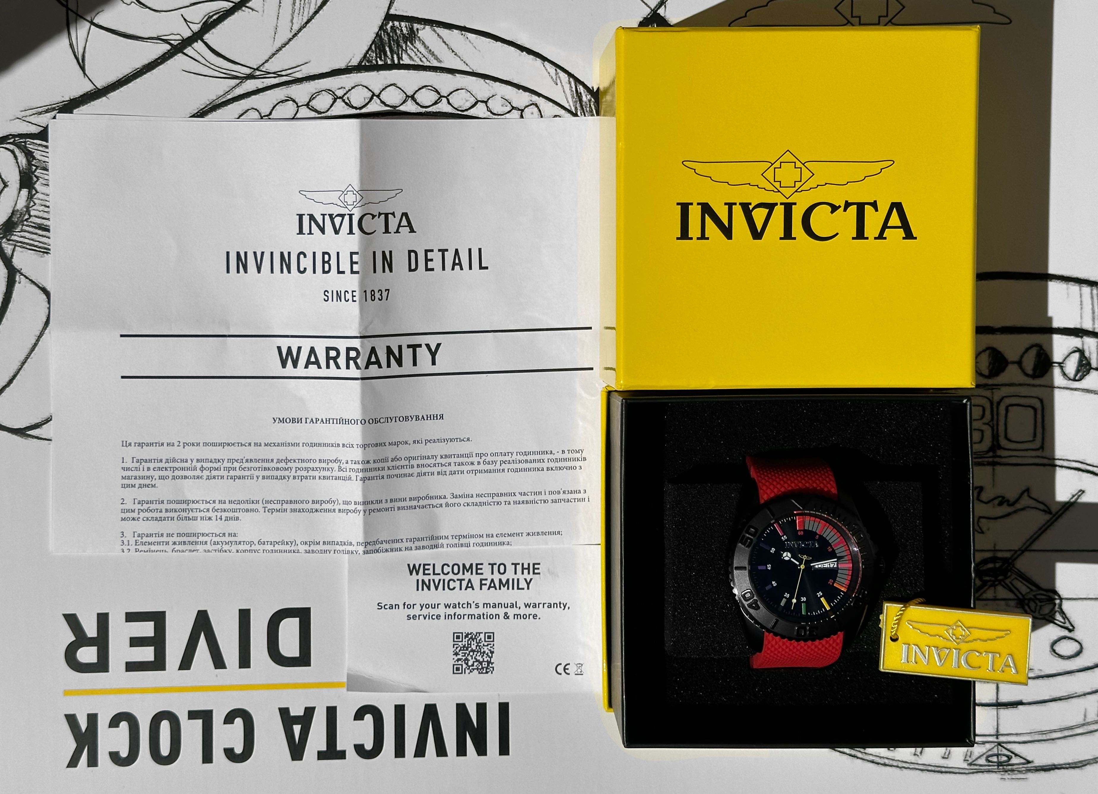 Мужские часы Invicta 44734 Pro Diver Red 44 mm. 100 MT.