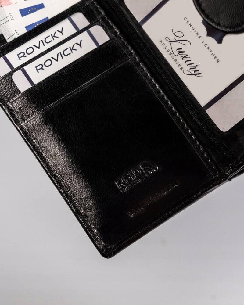 skórzany portfel damski z systemem rfid protect - rovicky