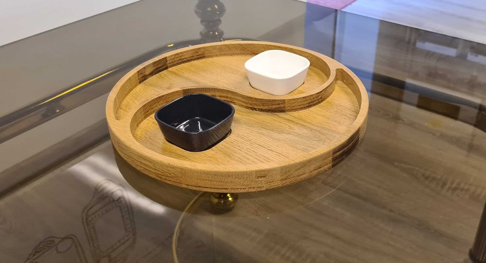 Taca okrągła Yin Yang - drewno bukowe