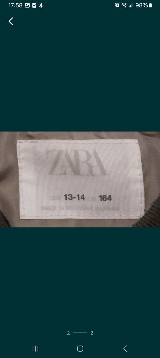 Casaco Zara de rapaz tamanho 13-14 anos