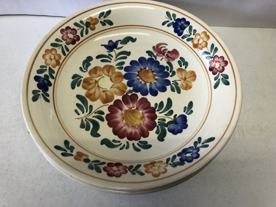 Dwa głębokie talerze ozdobne fajans Włocławski