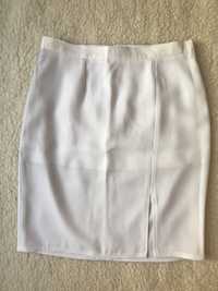 Biała spódnica ołówkowa z wysokim stanem vintage