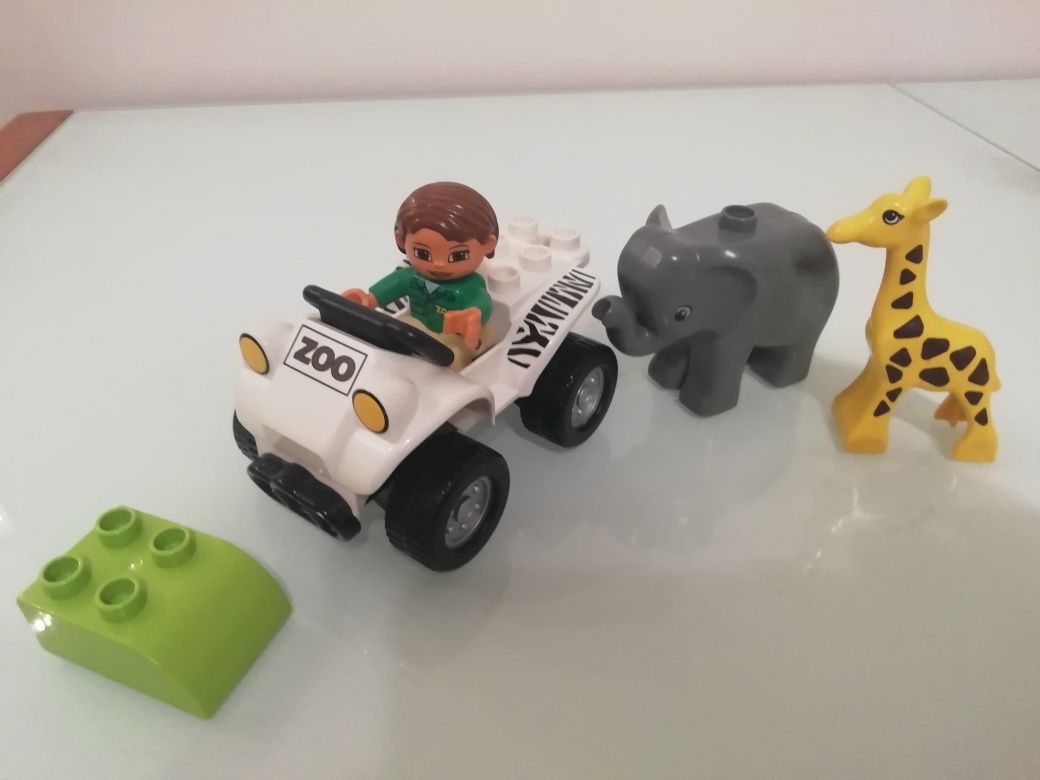 Zestaw Lego Duplo ZOO, safari samochód terenowy jeep słoń żyrafa, kloc