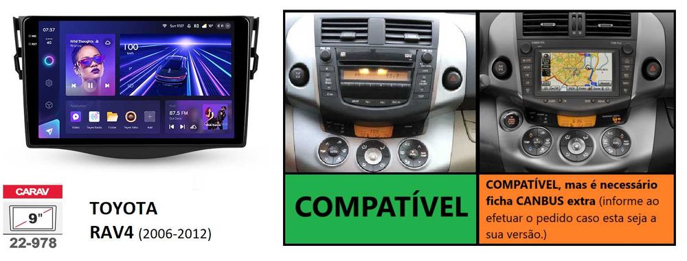 (NOVO) Rádio 2DIN Toyota • RAV4 • (1994 a 2012) • Android GPS