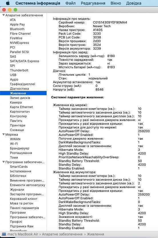 Акумулятор батарея NewerTech A1369 A1466 MacBook Air 13" 2010 to 2017