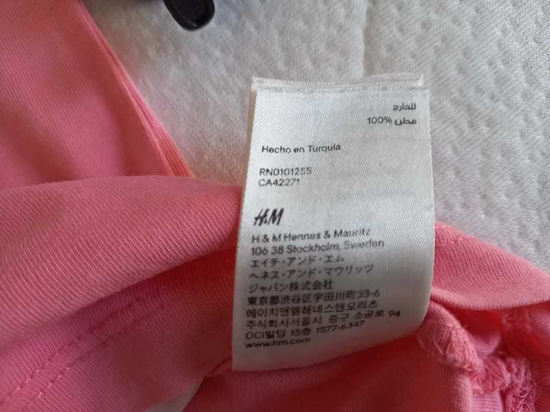 Różowa koszulka H&M T-Shirt na lato - rozmiar 110