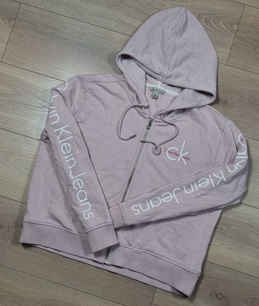 Bluza damska Calvin Klein Jeans, z kapturem, hoodie, na suwak, logo