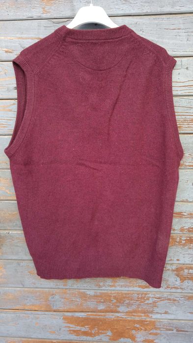 Lekki wełniany bezrękawnik kamizelka bordowa murrey L 40 100% wełna