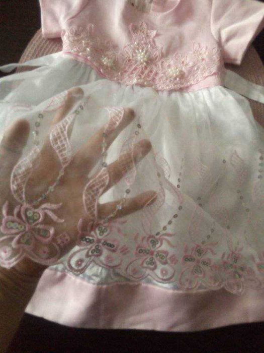 Śliczna sukienka różowo-biała rozm. 6/9m YAN BIN