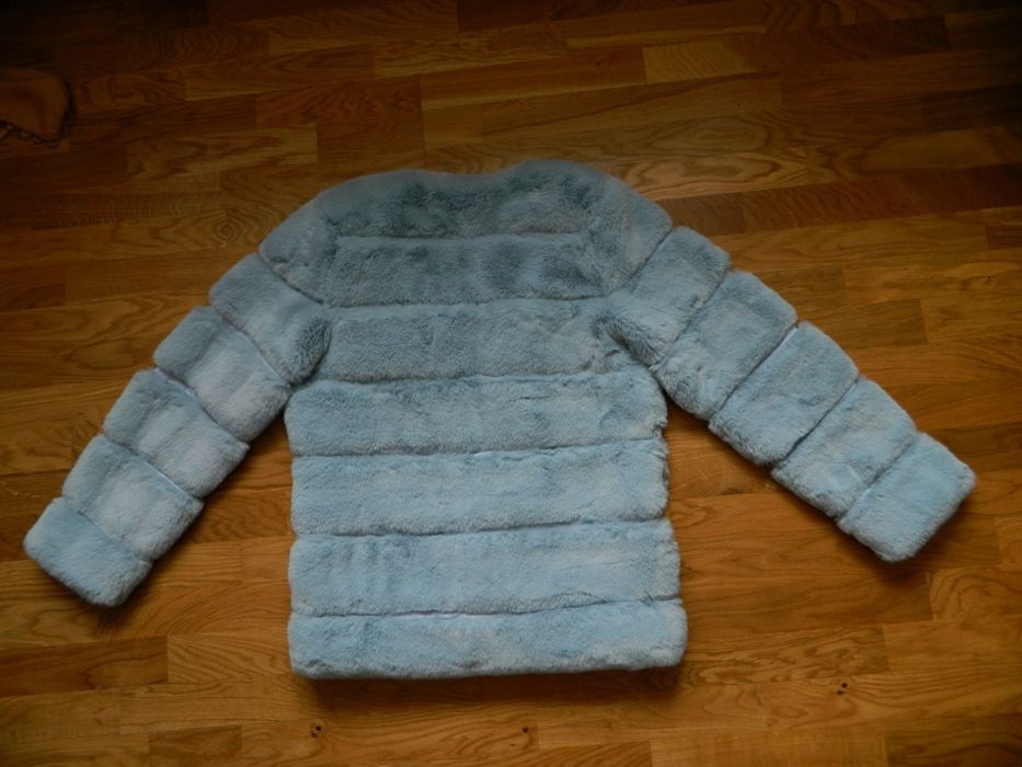 Шубка екохутро блакитна штучна вкорочена шуба торг