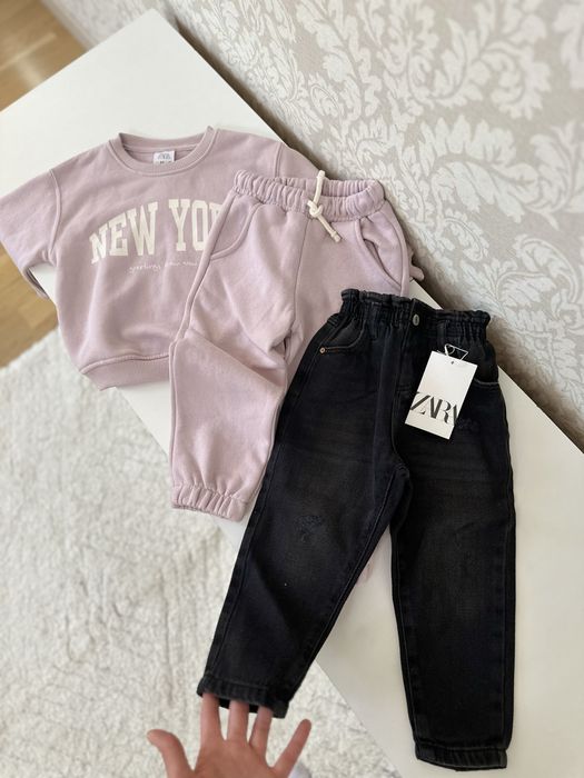 Теплий костюм  на флісі Zara , джинси MOM Zara 2-3 роки 92-98 см