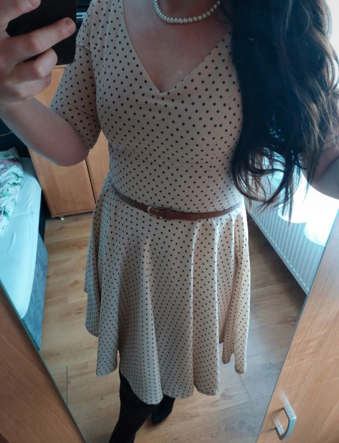 Sukienka pin up retro w brązowe grochy  40/42
