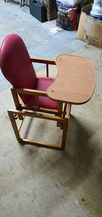 Krzesełko fotelik stolik do karmienia i zabawy drewniany