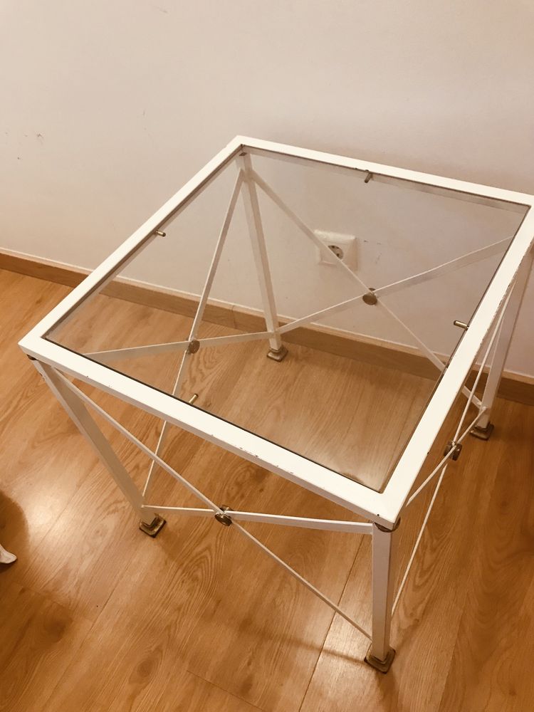 Mesa apoio ferro e vidro