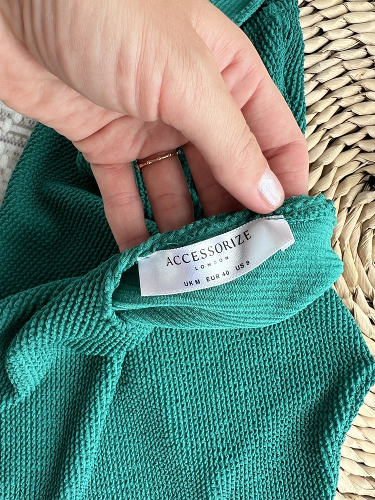 Accessorize купальник суцільний здільний зелений смарагдовий у рубчик