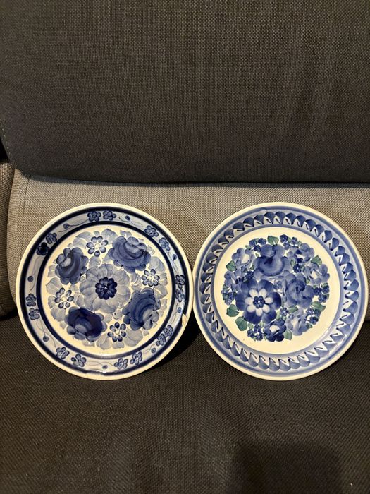 Zestaw 2 talerzyków Włocławek fajans- ręcznie malowane