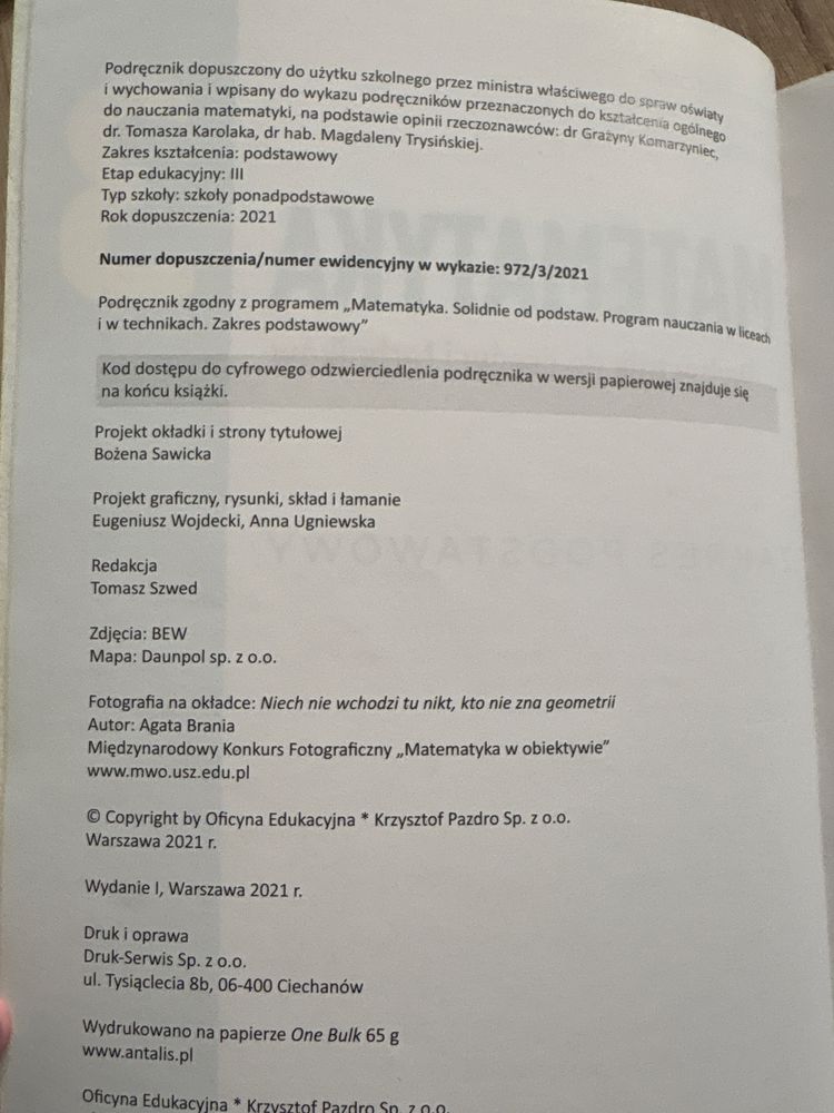 Matematyka 3, podrecznik , zakres podstawowy