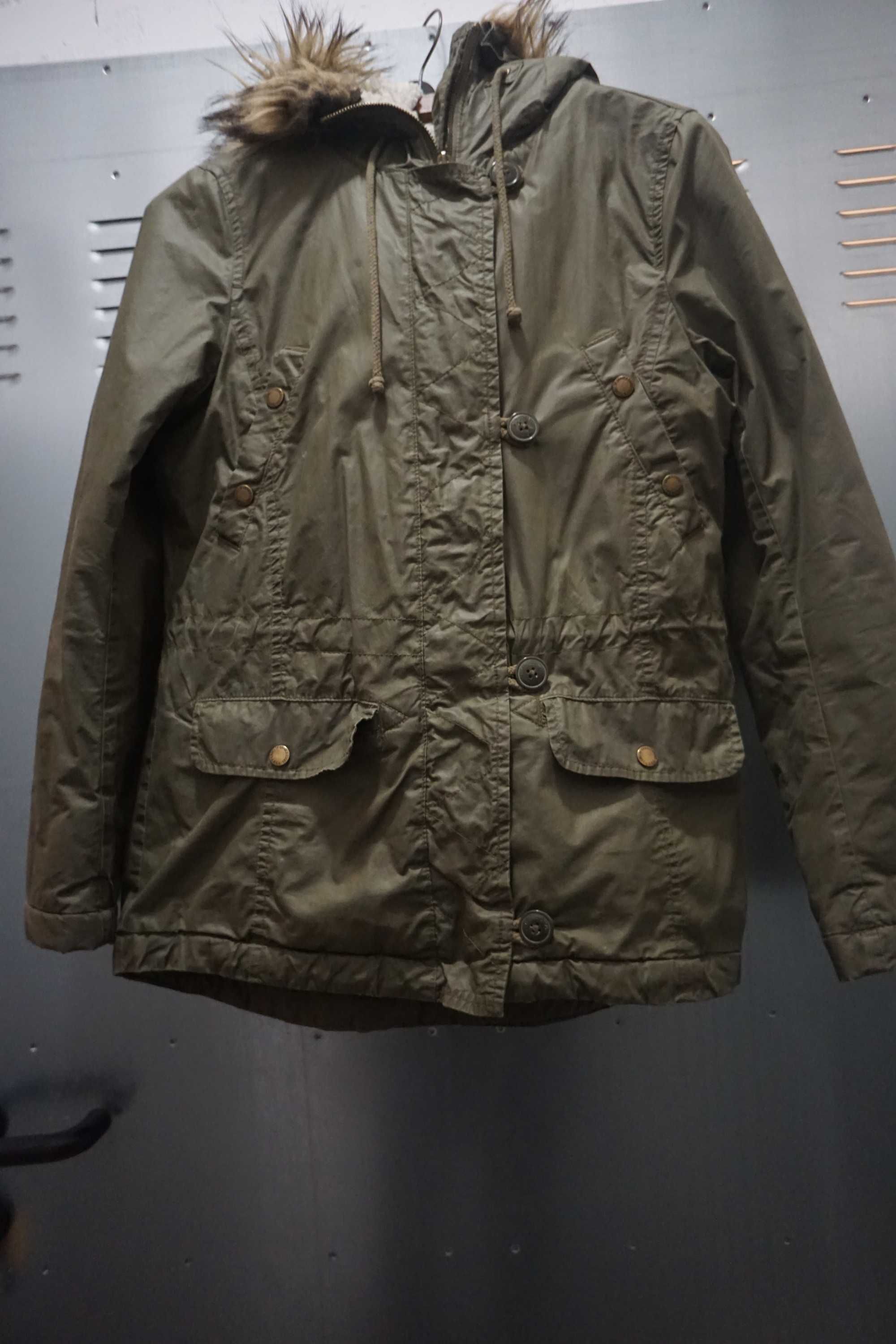 Ciepła  kurtka damska H&M khaki S 36