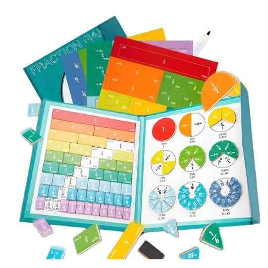 Magnetyczne puzzle, nauka ułamków przez zabawę dzieci, matematyka