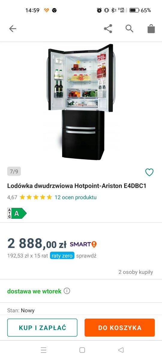 Lodówka dwudrzwiowa