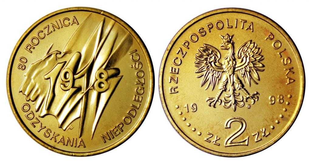 moneta 2zł 80 rocznica Odzyskania Niepodległości 1998