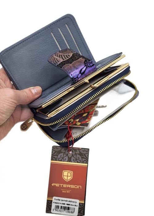 Portfel damski  PETERSON niebieskie motyle