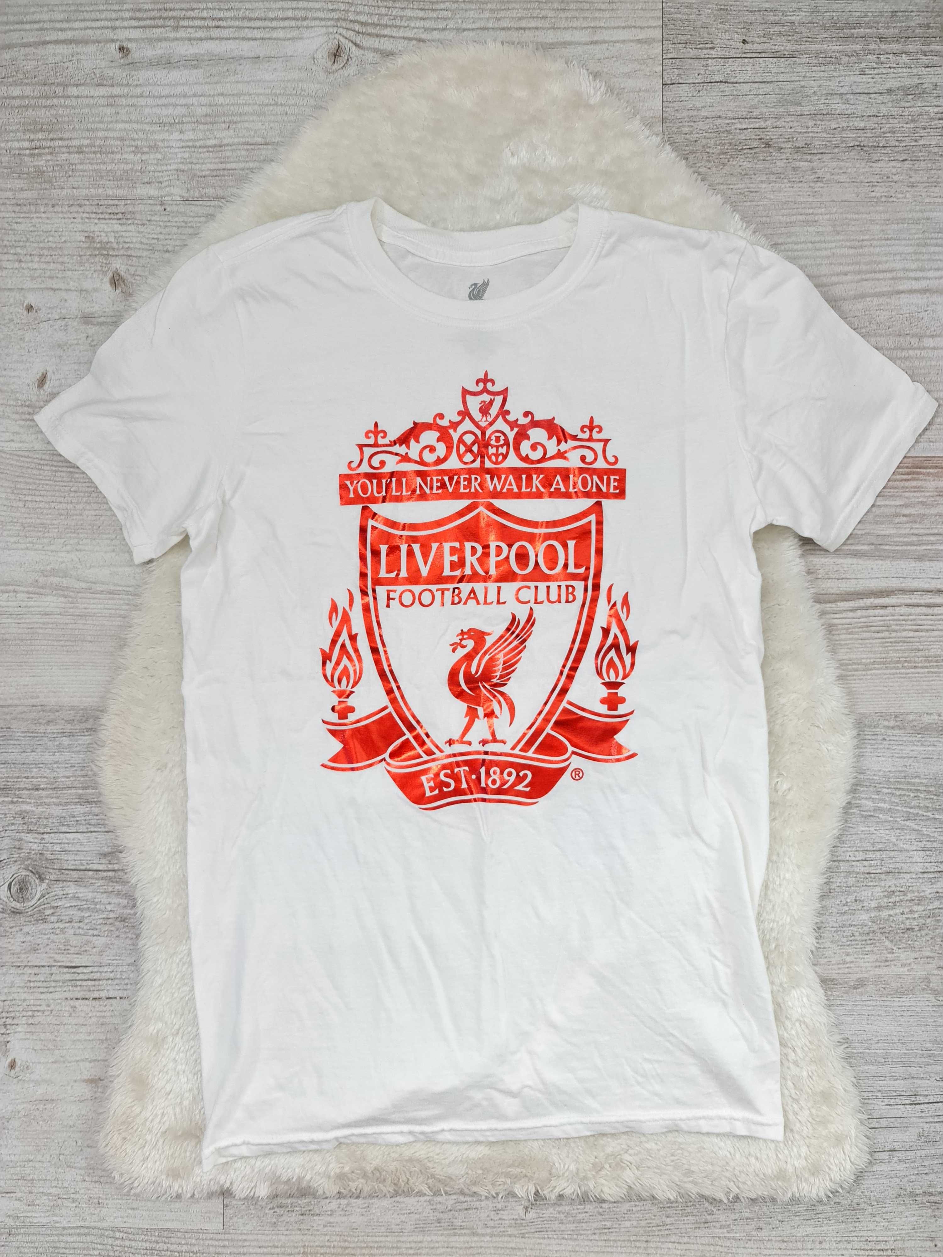 Koszulka T-shirt Liverpool L.F.C Rozmiar S / M Biała Logo Oficjalna