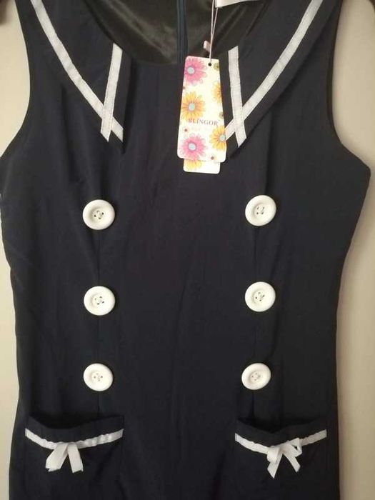 Nowa sukienka L 40 granatowa w stylu vintage