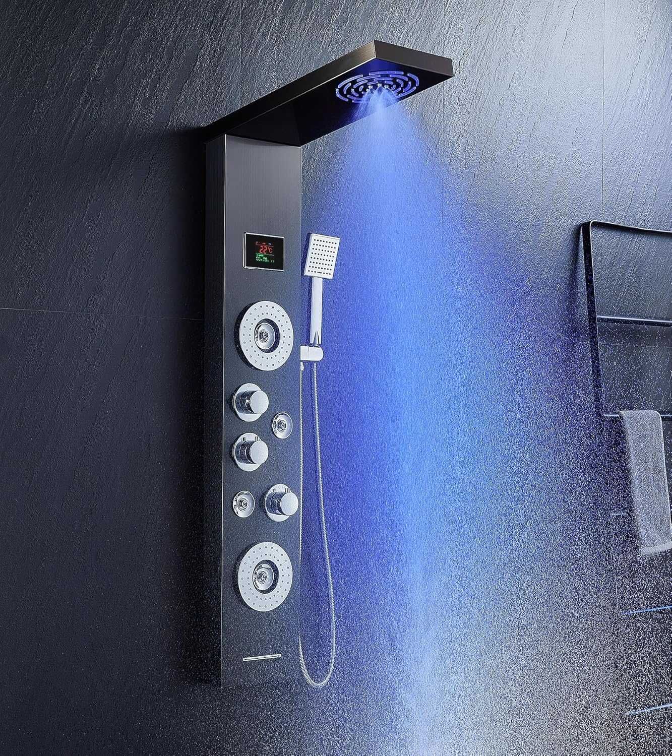 2206. Luksusowy panel prysznicowy z funkcją hydromasażu i oświetleniem